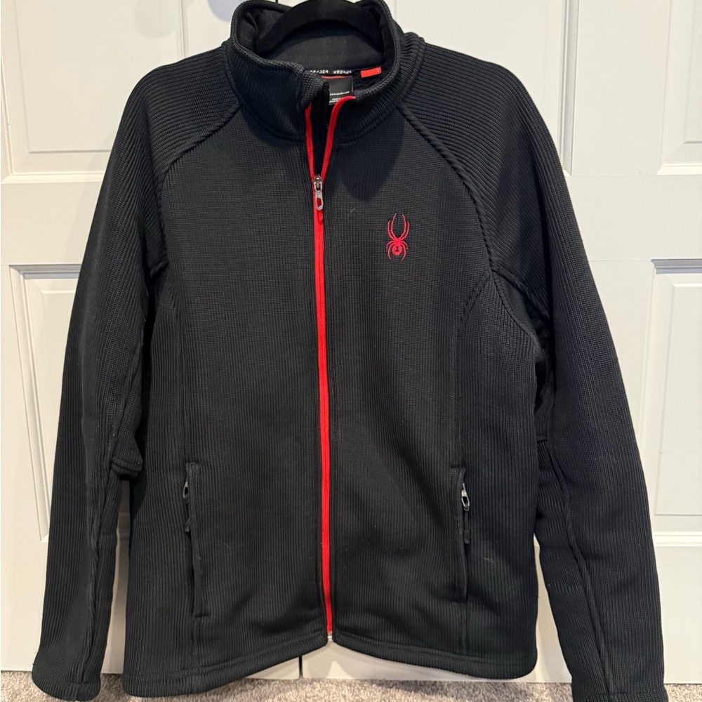 Spyder Black Full-Zip Jacket with Red Trim